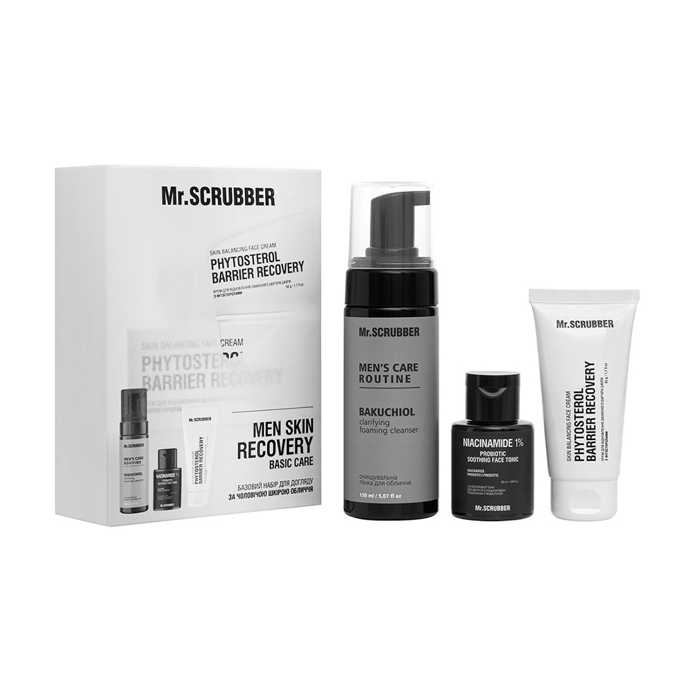 Подарунковий набір для догляду за обличчям Mr.Scrubber Men Skin Recovery Basic Care (пінка, 150 мл + тонік, 50 мл + крем, 50 г)